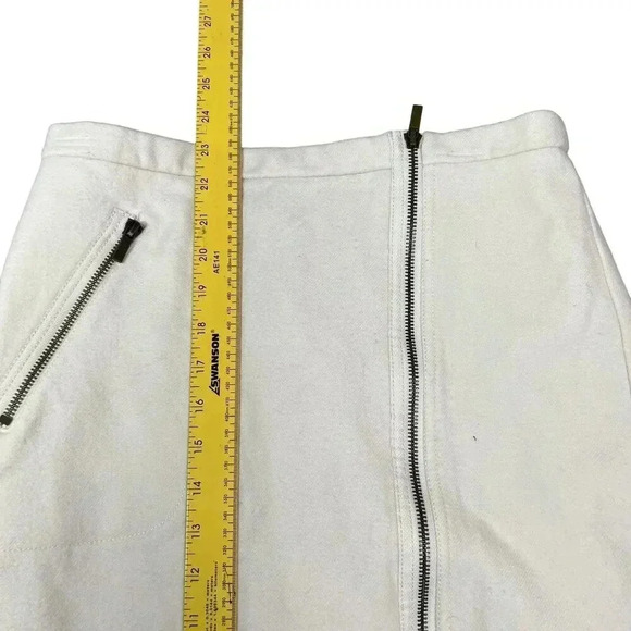 J Crew 4 Women 100% Wool Neutral Pencil Skirt Asymmetrical Zipper Pocket Career - Picture 9 of 15